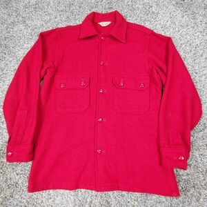 Vintage Boy Scouts of America Shirt Jacket Mens 40 Red Wool BSA Shacket Heavy